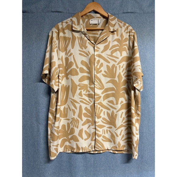 ASOS Other - ASOS DESIGN Men's Large L Tan Beige Button Up Shirt Short Sleeve Trendy Chic